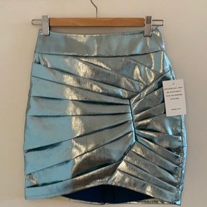 For Love And Lemon shiny blue mini skirt